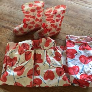Catimini Heart Set: Rain Jacket, Boots and Sweater